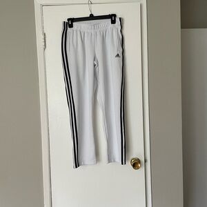 Adidas Tearaway White Joggers with Black Stripes